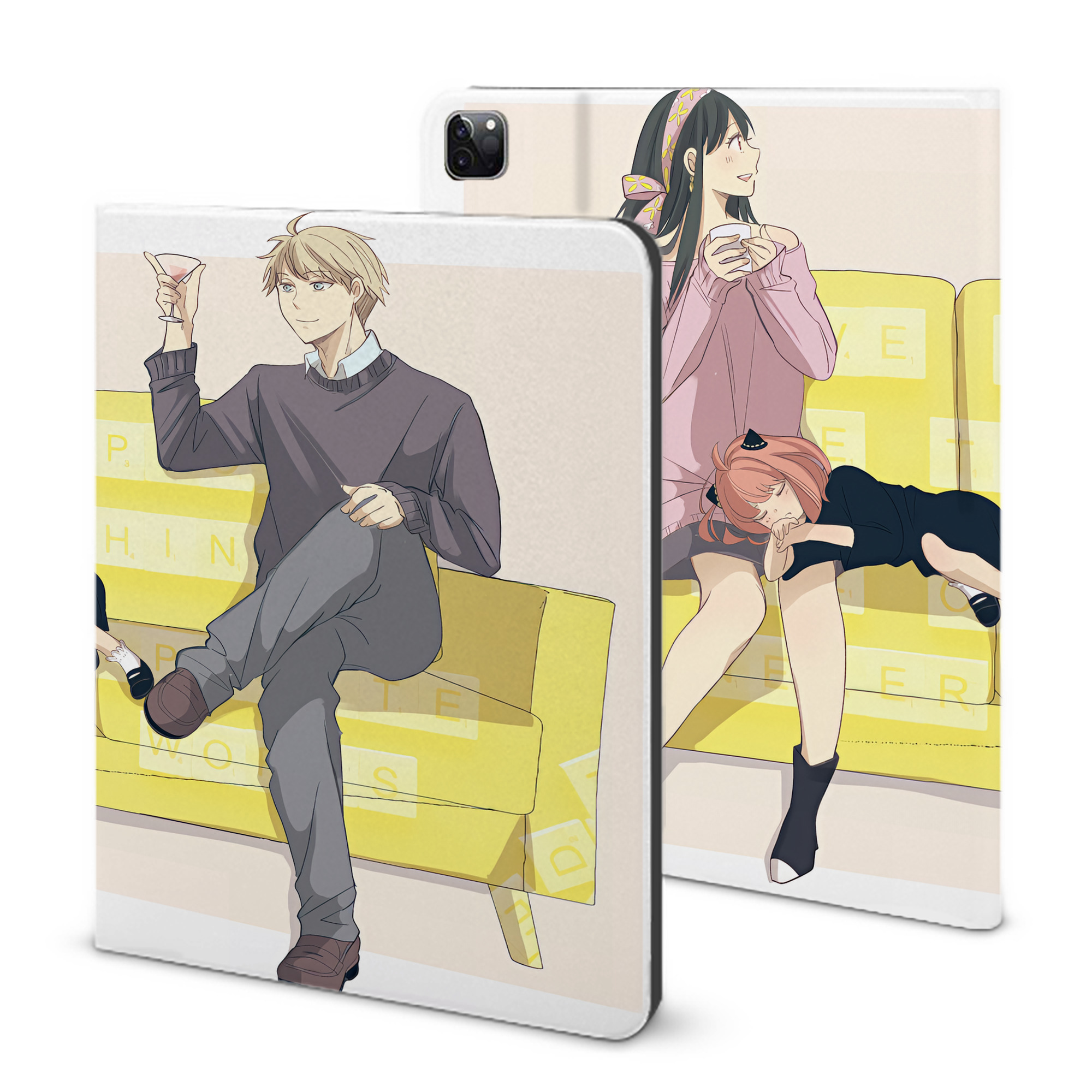 （画像用） SPY×FAMILY间谍家家酒 IPad ケース ブック型 PUレザー TPU 耐衝撃 軽量 薄型 ペン収納なし 全面保護 IPad 各モデル対応